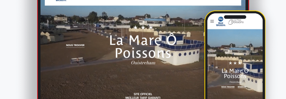Mise en situation du site internet réalisé par Doreussite : Réalisation client : création du site internet de l'hôtel La Mare Ô Poissons à Ouistreham