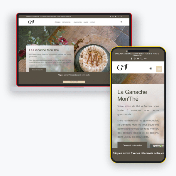 Mise en situation du site internet réalisé par Doreussite : Réalisation client : création du site internet commerce de La Ganache Mon'Thé à Bernay